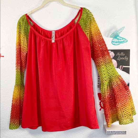 Lily Pad Tops - LilyPad  Scoop Neck with open waffle bell Sleeves(3)